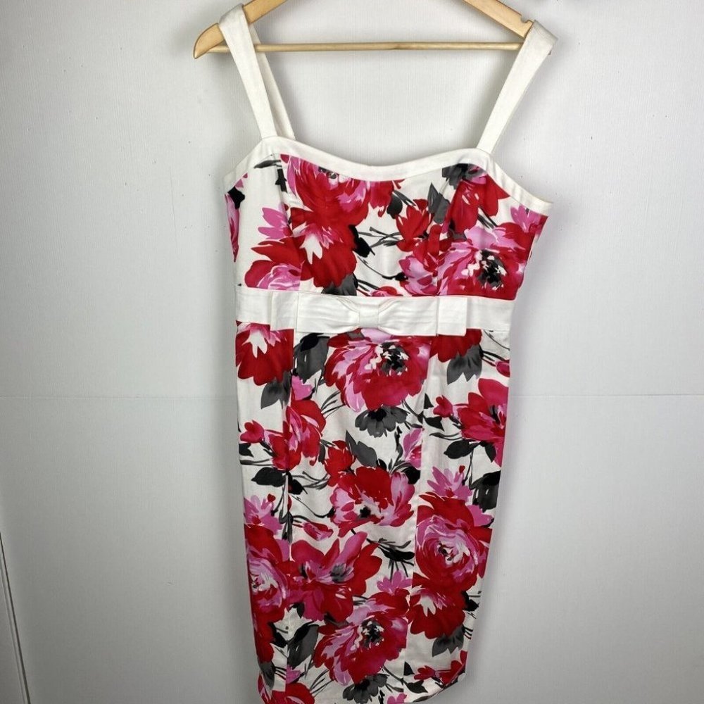 Diana Ferrari Size 10 Women's Pencil Dress White Pink Floral - Picture 1 of 8